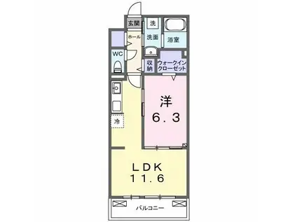 クラール 今泉(1LDK/2階)の間取り写真
