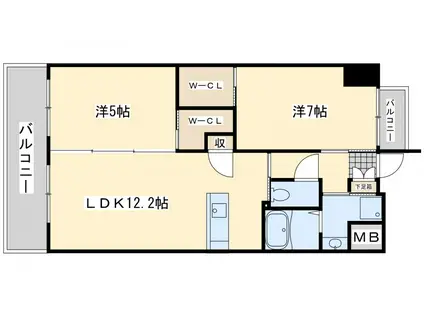ウイングス里中(2LDK/5階)の間取り写真
