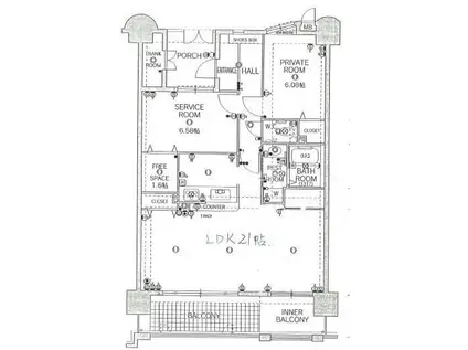 グランドパレスロイヤルコート大手町(2LDK/8階)の間取り写真