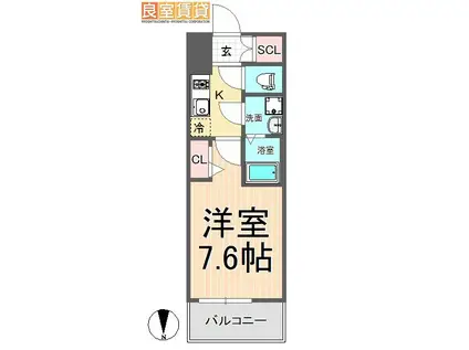 エスリード栄ル・クール(1K/6階)の間取り写真