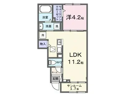 リベルタ(1LDK/1階)の間取り写真