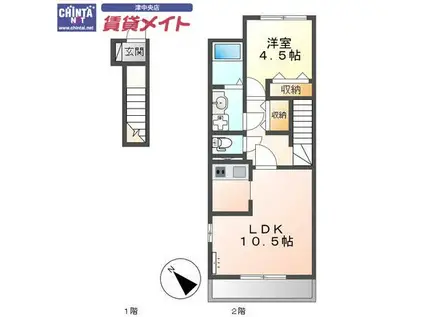 コーポ サウス C(1LDK/2階)の間取り写真