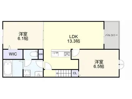 パークサイド小倉東II(2LDK/2階)の間取り写真