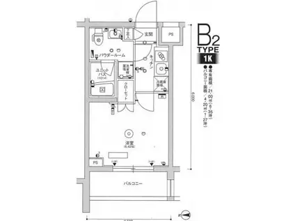 スカイコートヒルズ品川御殿山(1K/3階)の間取り写真