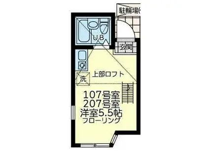 ユナイト境之谷プリンアラモード(ワンルーム/2階)の間取り写真