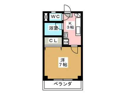 レジデンスウツキ(1K/3階)の間取り写真
