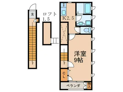シェルハイム世田谷D棟(1K/2階)の間取り写真