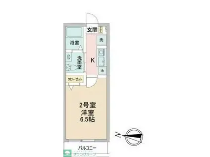 リガーレ(1K/1階)の間取り写真