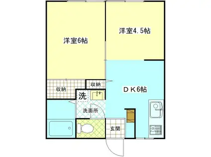 ハイツセゾンII(2DK/1階)の間取り写真