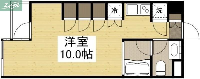 シャインコート岡南町(ワンルーム/2階)の間取り写真