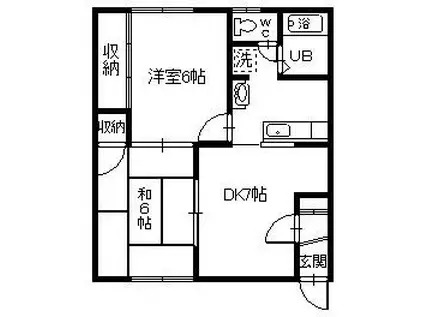 ノースシティI(2DK/2階)の間取り写真