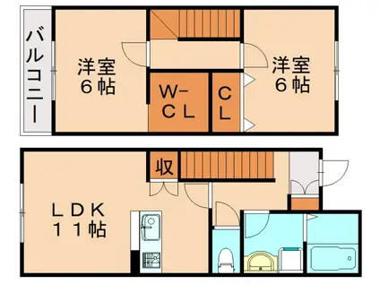グランスタ馬場山Bコート(2LDK/1階)の間取り写真