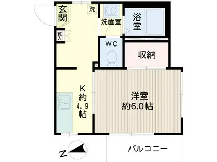 アルカディア岩井(1K/2階)の間取り写真