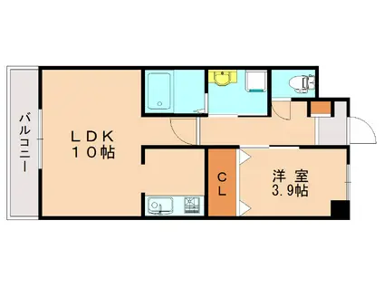 エイトハウス下三緒(1LDK/1階)の間取り写真
