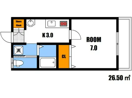 リバティハウス(1K/1階)の間取り写真