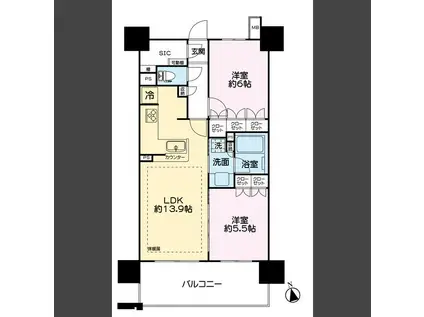 レーベン長岡南町THE CLASS(2LDK/13階)の間取り写真