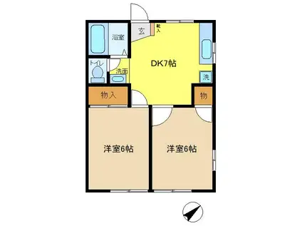 カーサスズキ(2DK/1階)の間取り写真