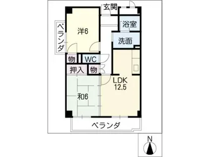 ヴィラグランメール(2LDK/1階)の間取り写真