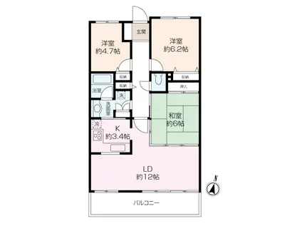 アイビーヒルズ久里浜壱番館(3LDK/1階)の間取り写真
