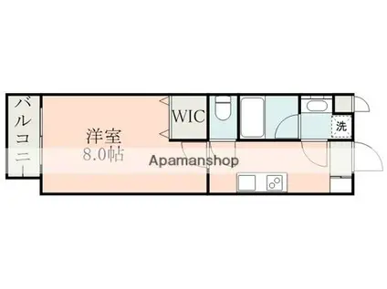 BOIS LIVRE西子飼(1K/2階)の間取り写真