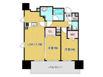 デュオヒルズ北見(2LDK/4階)の間取り写真