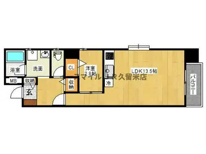 アヴァンティ久留米中央(1LDK/7階)の間取り写真