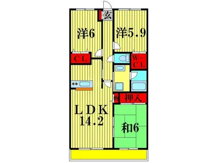 グランパシフィック(3LDK/1階)の間取り写真