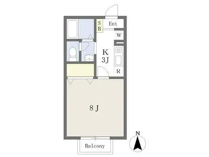 グランドール外旭川A(1K/1階)の間取り写真