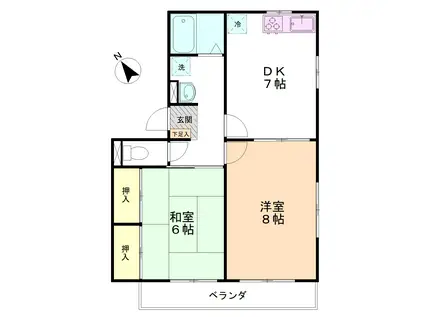 メゾン・ウェルテ(2DK/1階)の間取り写真