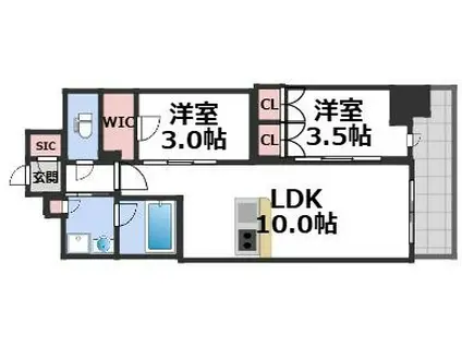 コンフォリアリブ博労町一丁目Q(2LDK/8階)の間取り写真