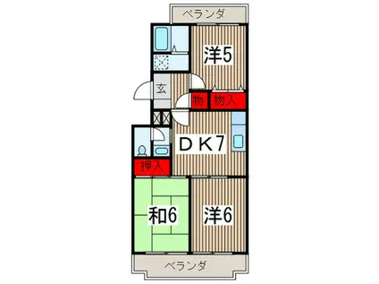 ルネッサンスⅡ(3DK/2階)の間取り写真