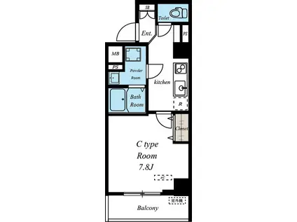 PRUSSIAN(1K/6階)の間取り写真