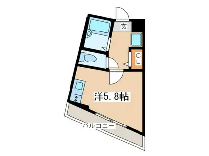 フォセット(ワンルーム/1階)の間取り写真