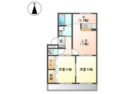クレストール山王(2LDK/2階)の間取り写真