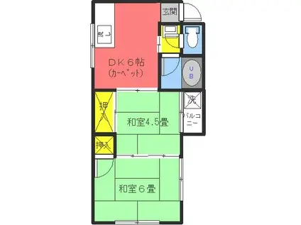 ハイツ若宮(3DK/2階)の間取り写真