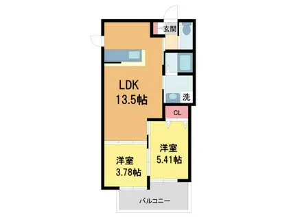 LOHAUS花屋敷駅前(2LDK/2階)の間取り写真