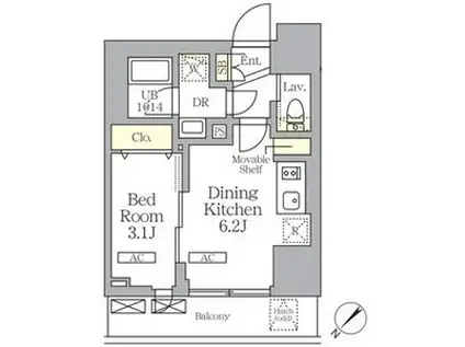 プライムガーデン大森(1DK/7階)の間取り写真