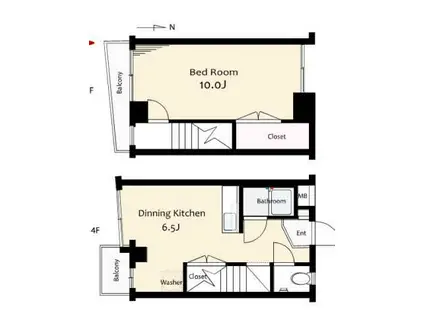 リベール根岸(1DK/4階)の間取り写真
