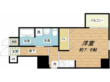 アクアプレイス北浜(1K/9階)の間取り写真