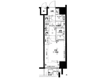 ハーモニーレジデンス錦糸町♯002(1K/10階)の間取り写真