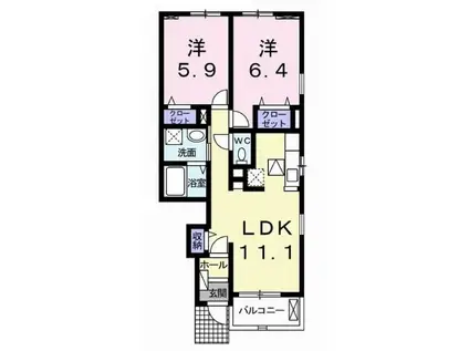 パイン グローブ(2LDK/1階)の間取り写真