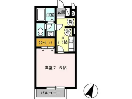 D-ROOM大路セキュア県劇前(1K/1階)の間取り写真