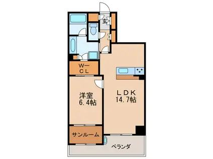 プラセシオン名古屋伏見(1LDK/11階)の間取り写真