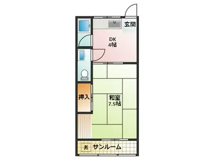 コーポ山本(1DK/1階)の間取り写真