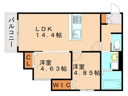 アドバンス長丘(2LDK/1階)の間取り写真
