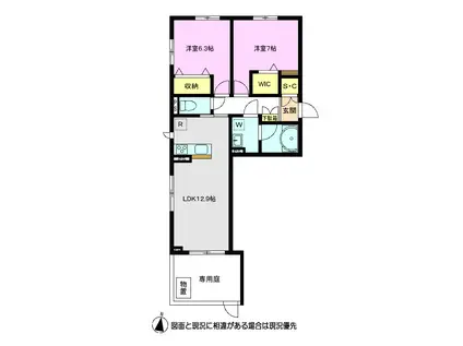 シュエット(2LDK/1階)の間取り写真