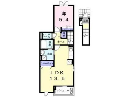 ルナ門真南 II(1LDK/2階)の間取り写真