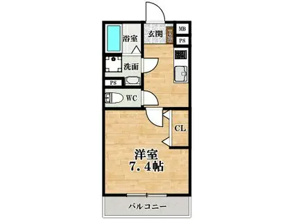 EXハイツ東新町II(1K/3階)の間取り写真