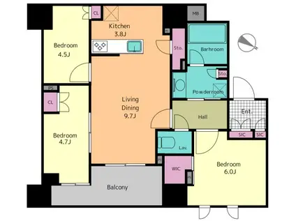 グローリオ文京東大前ヒルズ(3LDK/8階)の間取り写真
