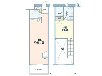 都営三田線 千石駅 徒歩4分 5階建 築22年(1LDK/2階)の間取り写真